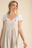 Kori America Sleeveless Ruched Wide Leg Overalls