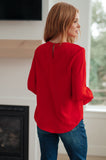 Peaceful Moments Smocked Sleeve Blouse in Red