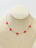 PREORDER: Classic Pink Heart Enamel Station Necklace