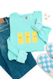 PREORDER: Embroidered Glitter Sweatshirt in Yellow Bunnies