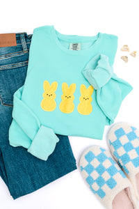 PREORDER: Embroidered Glitter Sweatshirt in Yellow Bunnies