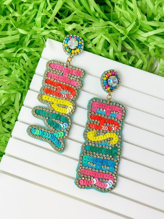 PREORDER: Happy Easter Sequin Dangle Earrings