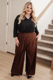 Harmony High Rise Wide Leg Pants in Brown