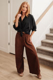 Harmony High Rise Wide Leg Pants in Brown