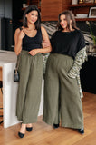 Harmony High Rise Wide Pants in Olive