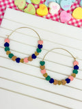 PREORDER: Heart-Bead Chevron Hoop Earrings in Assorted Colors