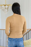 Hold Me Tight Ribbed Long Sleeve Top In Tan