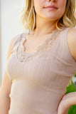 I Can Love You Better Lace Tank in Taupe