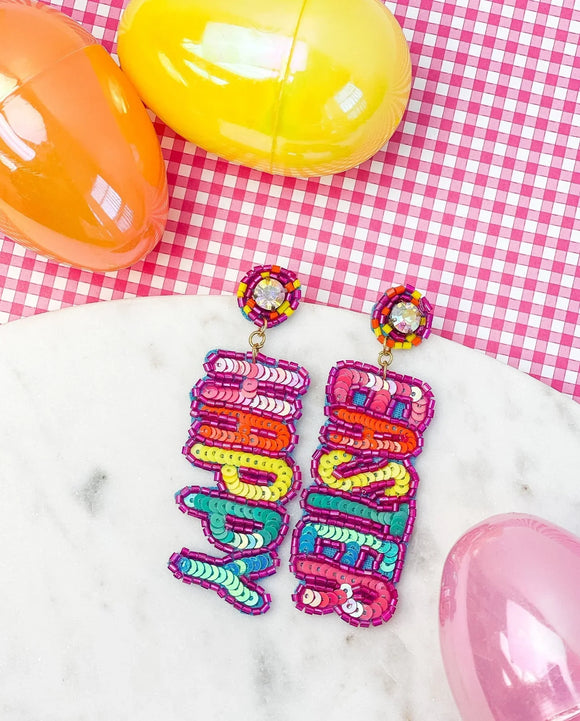 PREORDER: Happy Easter Sequin Dangle Earrings