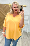 Notched Neck Drop Sleeve Top in Orange