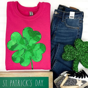 PREORDER: Shamrock Sequin Patch Sweatshirt in Two Colors