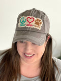 Peace Love Dogs Hat