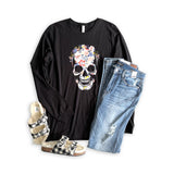 Floral Skull Long Sleeved Graphic Tee