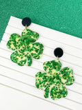 PREORDER: Clear Resin Confetti Clover Dangle Earrings