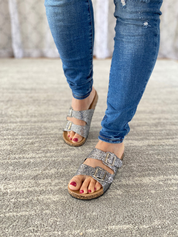 Glitter Journey Sandals in Pewter