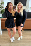 Getting Out Long Sleeve Hoodie Romper in Black