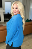 Ribbed Brushed Hacci Sweater in Ocean Blue