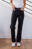 Joan High Rise Control Top Straight Jeans in Washed Black