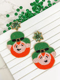 PREORDER: Lucky Leprechaun Beaded Dangle Earrings