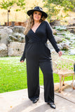 Onward & Upward Faux Wrap Jumpsuit In Black