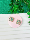 PREORDER: Rainbows & Gold Printed Glass Stud Earrings