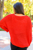 Seasonal Shift Long Sleeve Knit Sweater In Red