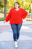 Seasonal Shift Long Sleeve Knit Sweater In Red