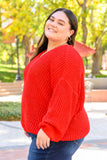 Seasonal Shift Long Sleeve Knit Sweater In Red