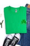 PREORDER: Embroidered Shamrock Glitter Sweatshirt in Two Colors