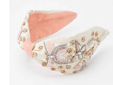 PREORDER: Pink Floral & Butterfly Embroidered Rhinestone Headband